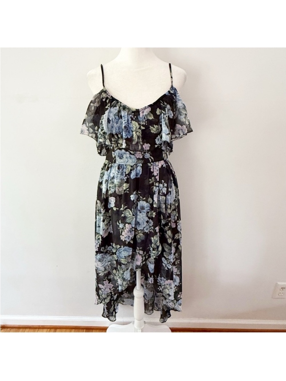 Abercrombie & Fitch Women Floral Sheer Ruffle Dress Small Dark Romance Fairy